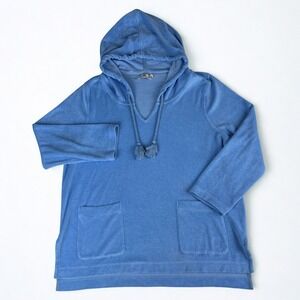 Vineyard‎ Vines Terry Cloth Pullover Womens L Blue Tassled Casual Beach Resort